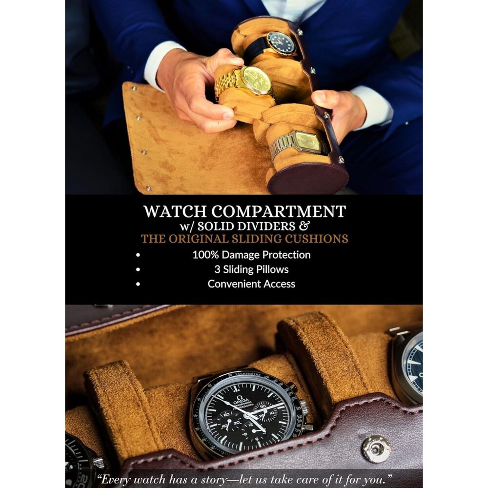 Watch Travel Case for Men Watch Roll for Travel Organizer and Display Watch Case - Picture 3 of 8